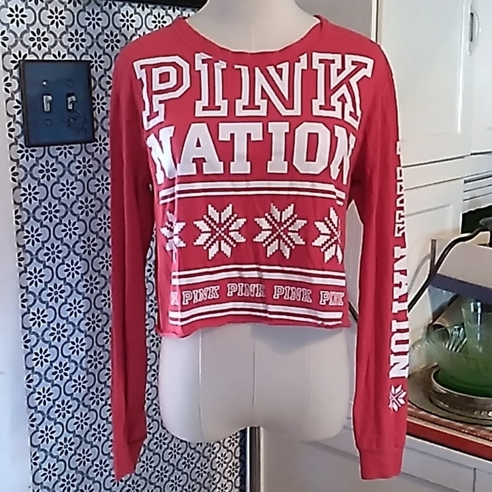 Victoria's Secret Pink red white crop top